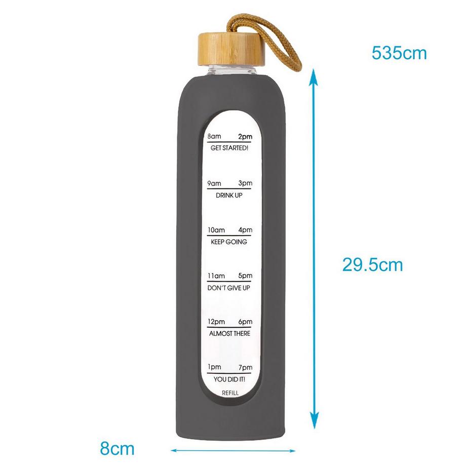 Intirilife  Trinkflasche mit Zeitmarkierung 900 ml 