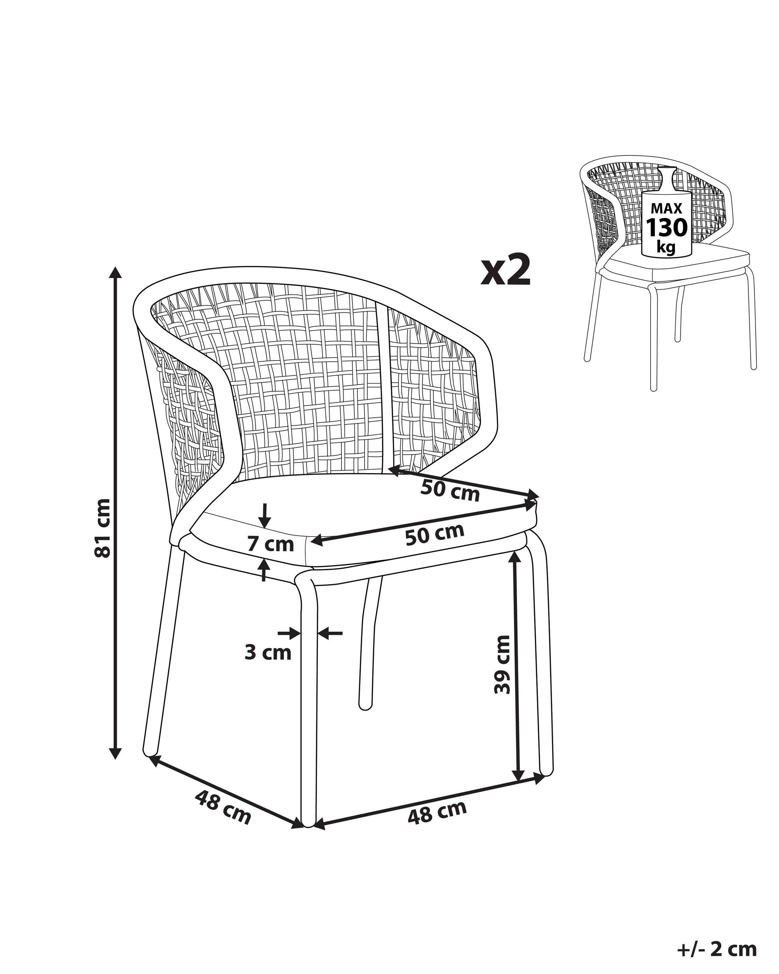 Beliani Lot de 2 chaises en Aluminium Moderne PALMI  