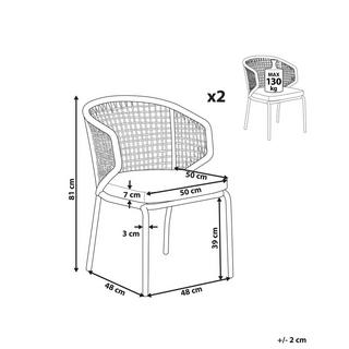 Beliani Set di 2 sedie en Alluminio Moderno PALMI  