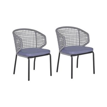 Lot de 2 chaises de jardin avec coussins en Aluminium Moderne PALMI