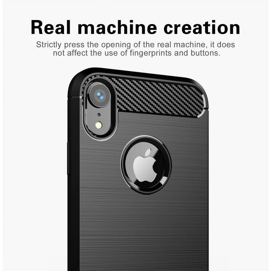Cadorabo  Housse compatible avec Apple iPhone XR - Coque de protection en silicone TPU flexible, aspect inox et fibre de carbone 