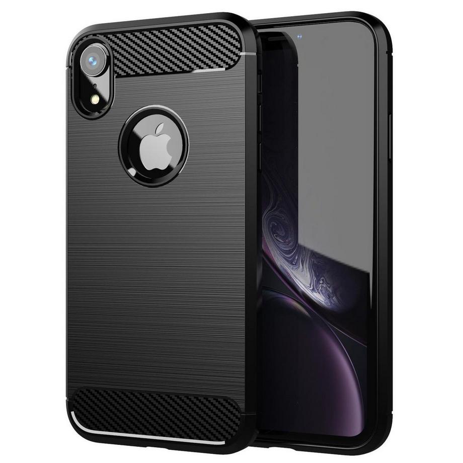 Cadorabo  Housse compatible avec Apple iPhone XR - Coque de protection en silicone TPU flexible, aspect inox et fibre de carbone 