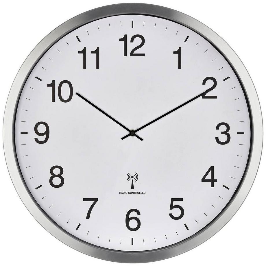 TFA Dostmann Analoge XXL Funk-Wanduhr mit Aluminium-Rahmen  