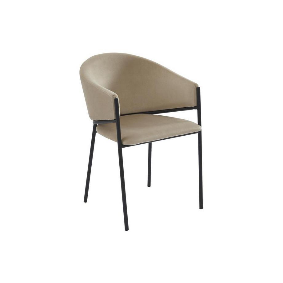PASCAL MORABITO Lot de 2 chaises avec accoudoirs en velours et métal noir - Beige - ORDIDA de Pascal MORABITO  
