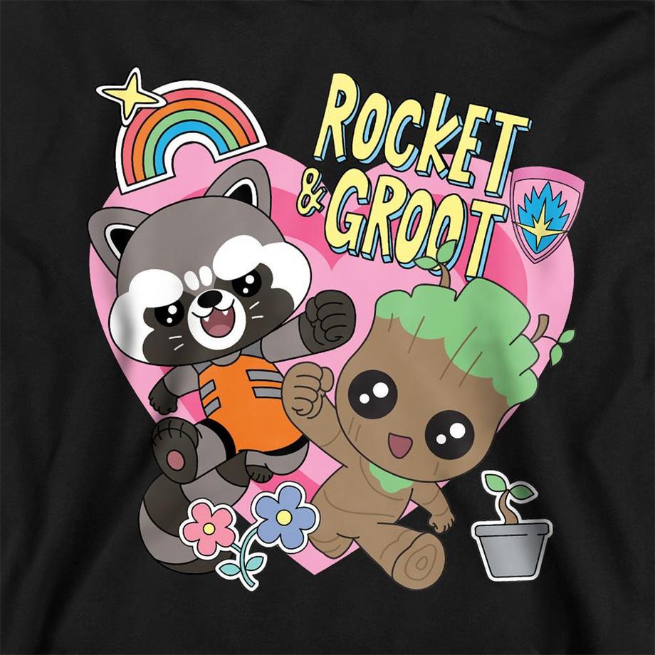 Guardians Of The Galaxy  Bff Felpa Con Cappuccio Rocket E Groot Da Indossare 