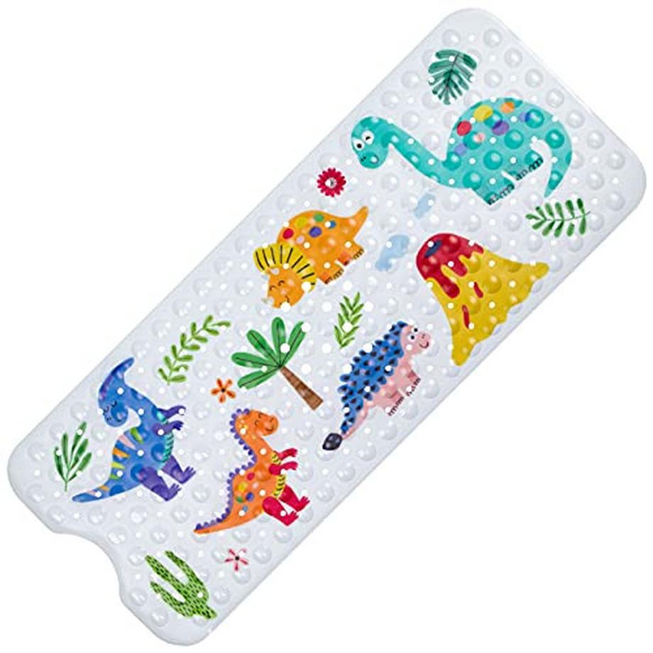 Bath mat for children bath mat dinosaur shower mat anti-slip bath mat with suction cups non-slip BPA free cartoon bath mat for bathtubs 100 x 40 cm