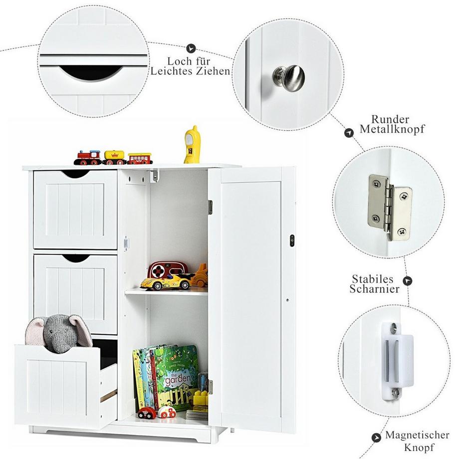 Northix Mobile da bagno con 3 cassetti 60 x 30 x 81 cm bianco  