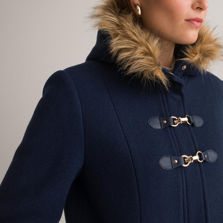 La Redoute Collections Manteau mi-long à capuche et fermeture éclair  