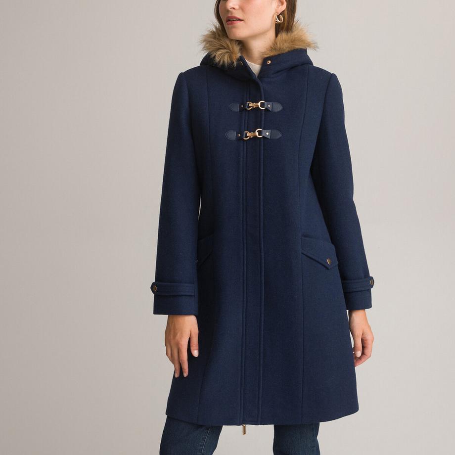 La Redoute Collections Manteau mi-long à capuche et fermeture éclair  