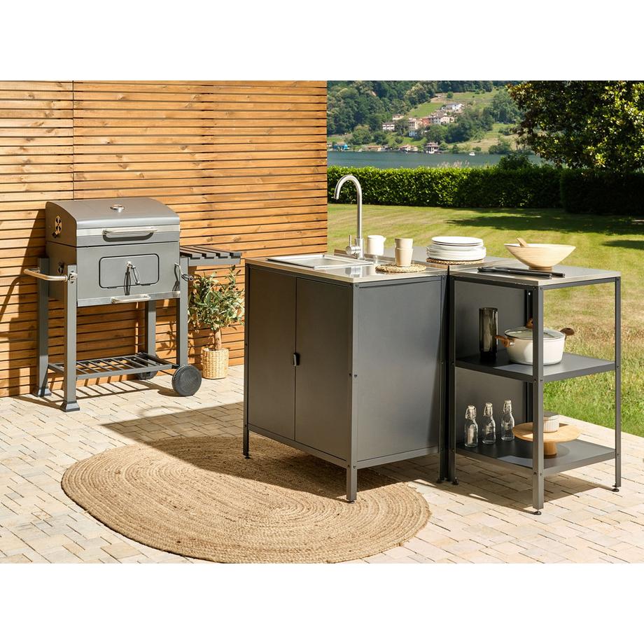 Beliani Outdoor-Kücheninsel aus Stahl  VILAMA  