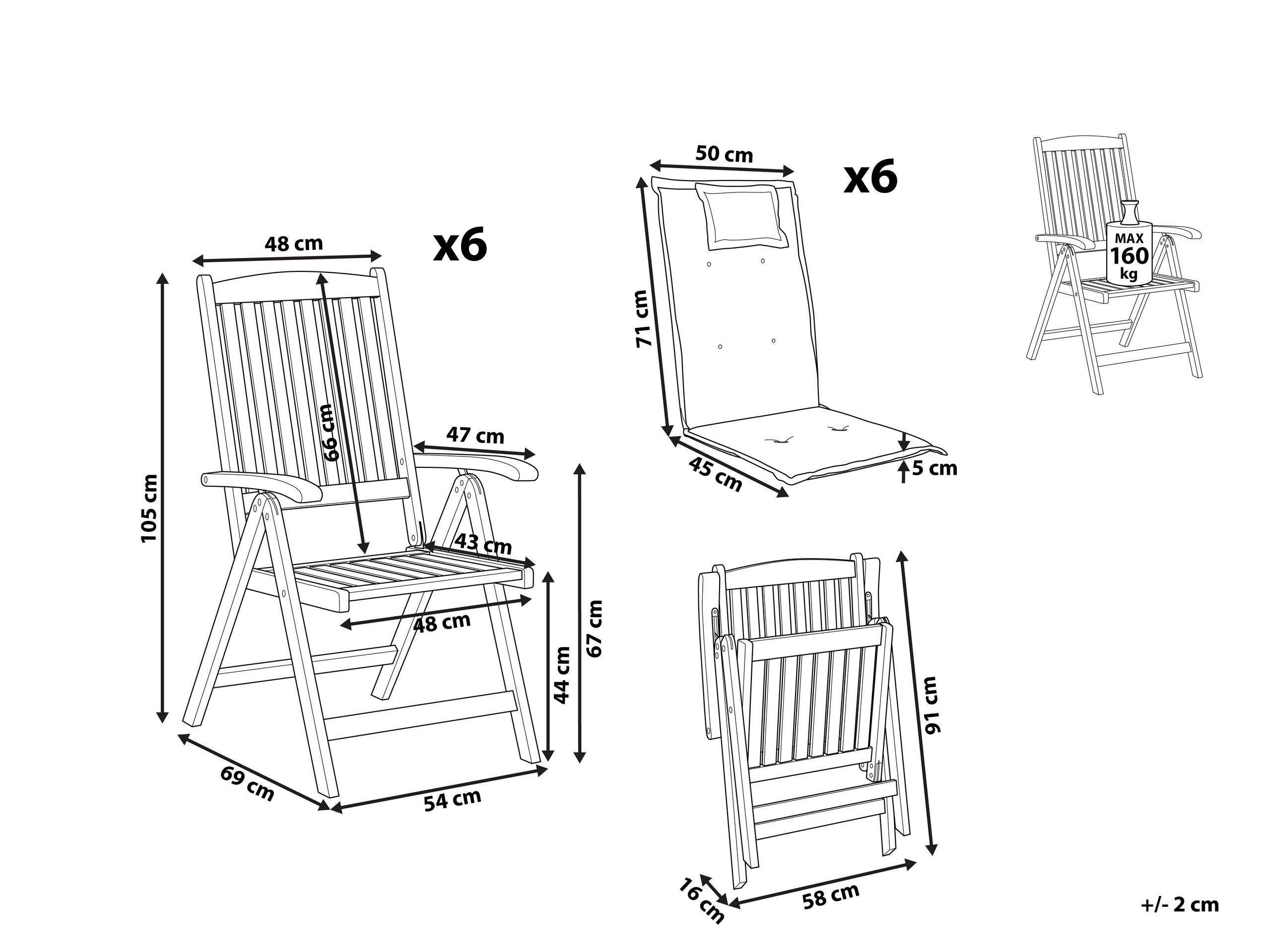 Beliani Lot de 6 chaises en Acacia Traditionnel JAVA  