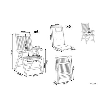 Beliani Lot de 6 chaises en Acacia Traditionnel JAVA  