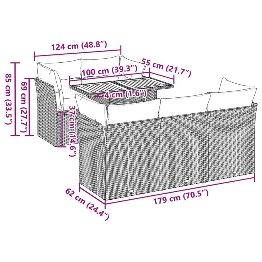 VidaXL Ensemble de canapés de jardin rotin synthétique  