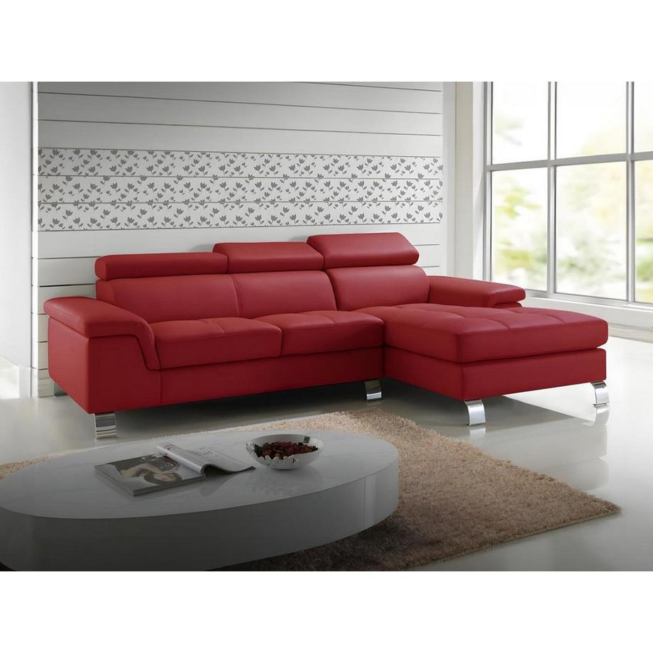 Vente-unique Divano angolare in pelle Rosso Angolo a destra MISHIMA  