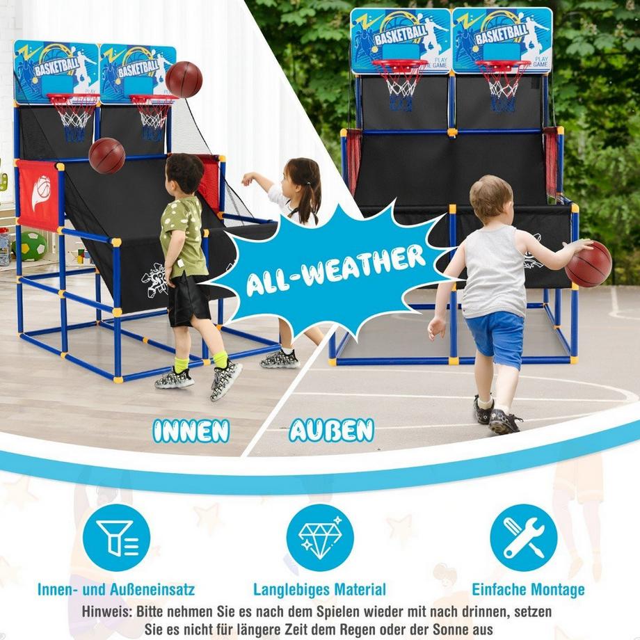 Northio  Basketball-Arcade-Spiel für Kinder Basketballständer mit 2 Körben 90 x 90 x 140 cm 