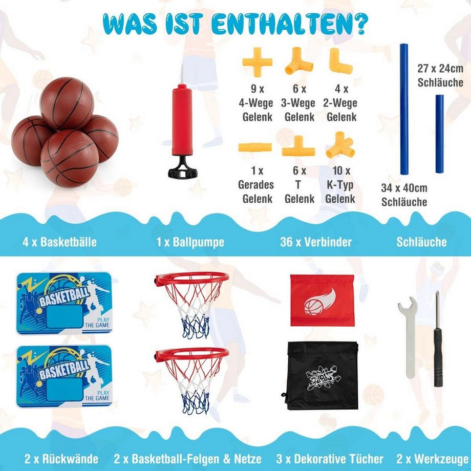 Northio  Basketball-Arcade-Spiel für Kinder Basketballständer mit 2 Körben 90 x 90 x 140 cm 