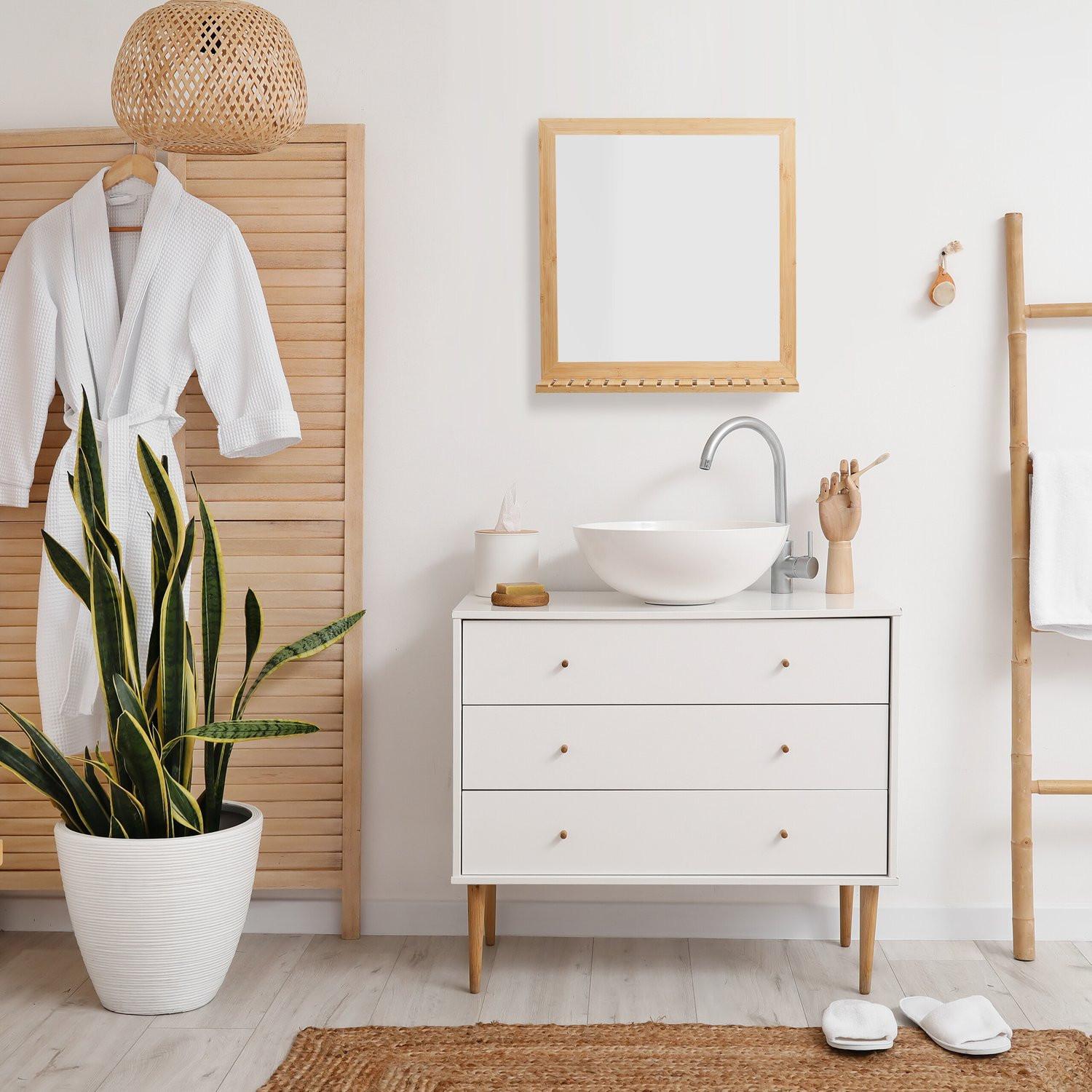 B2X Bambus-Wandspiegel mit Ablage  