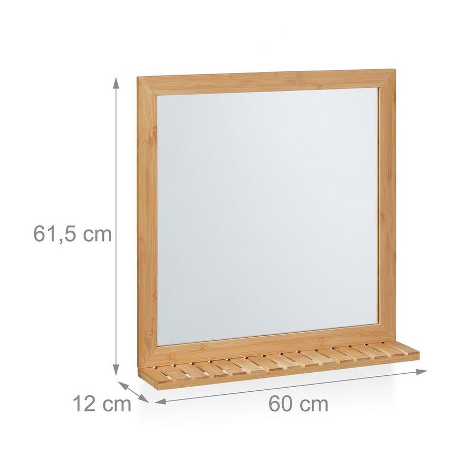 B2X Specchio da parete in bambù con mensola  