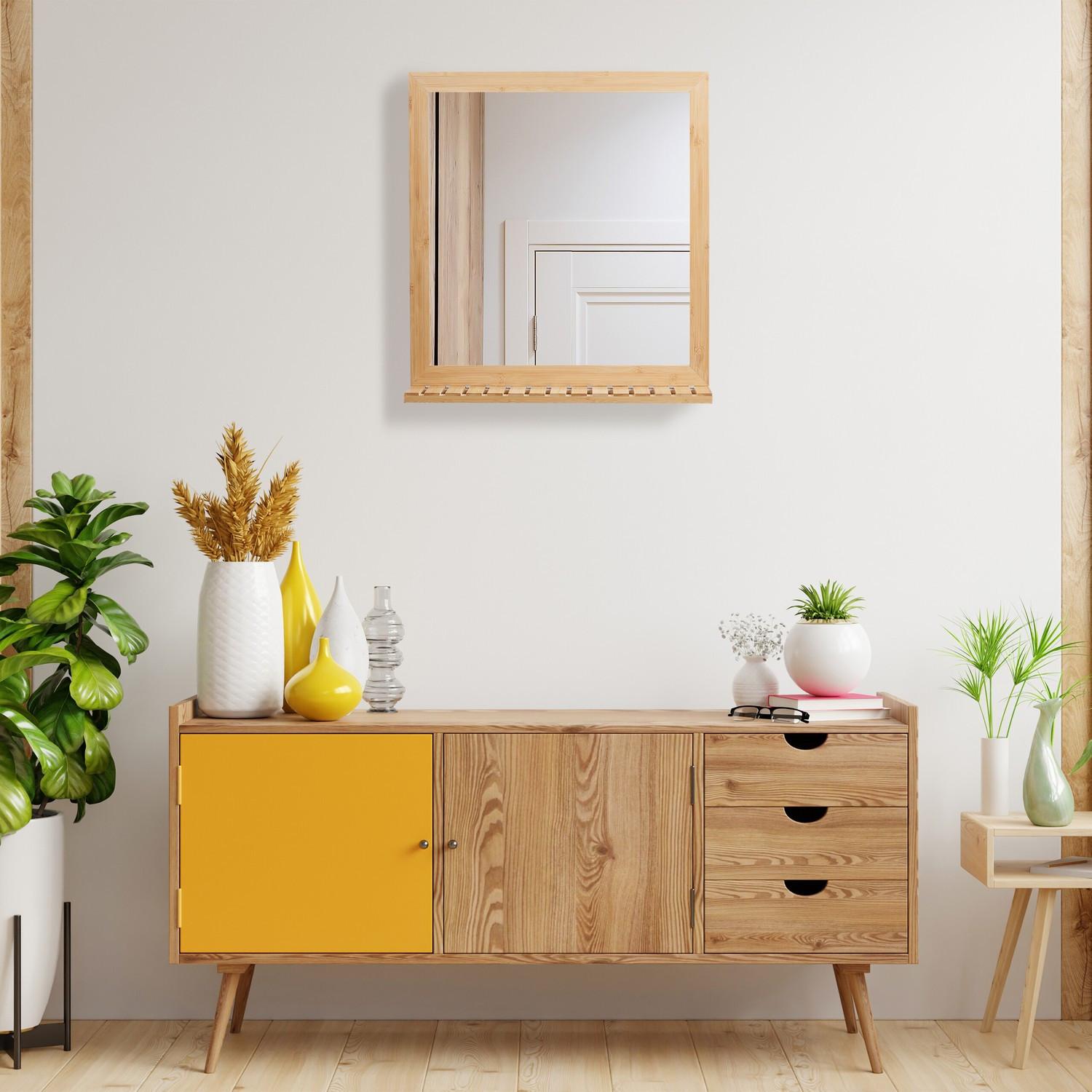 B2X Bambus-Wandspiegel mit Ablage  