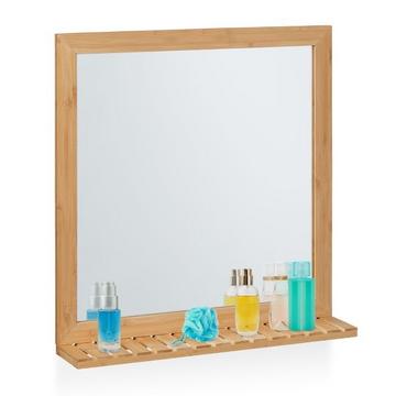 Bambus-Wandspiegel mit Ablage