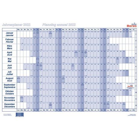 Berec BEREC Papierjahresplan A3 B 5603/22 2022, blau  