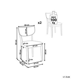 Beliani Set di 2 sedie da pranzo en Poliestere Retrò MOKA  