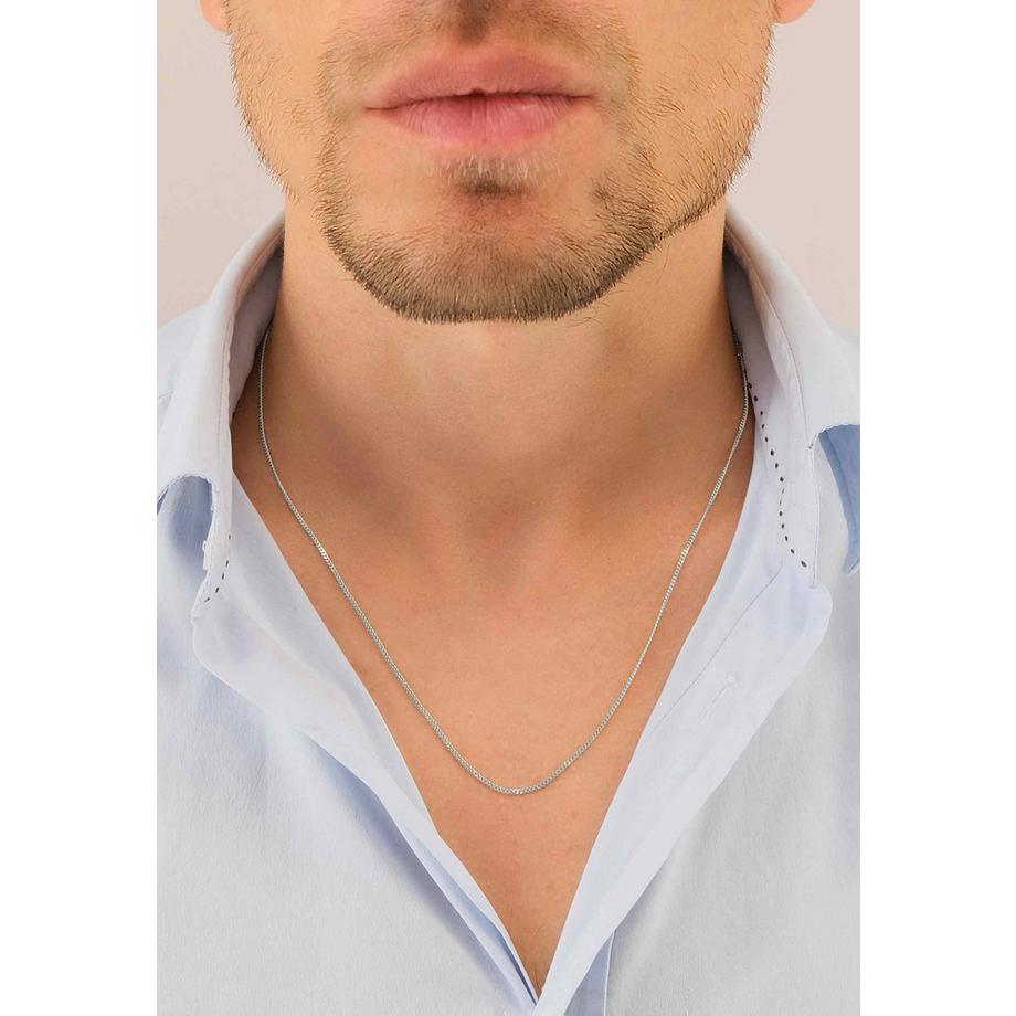 MUAU Schmuck  Collier Panzer Weissgold 375, 1.4mm, 38cm 