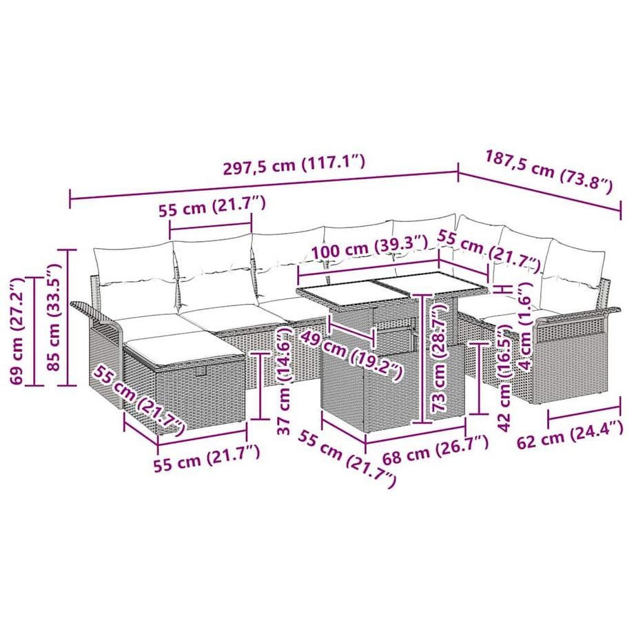 VidaXL Gartensofa-set poly-rattan  