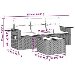 VidaXL Ensemble de canapés de jardin rotin synthétique  