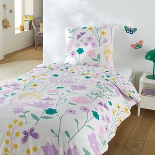 SO'HOME Parure de lit enfant Fleurs avec taie d'oreiller carrée  