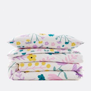 SO'HOME Parure de lit enfant Fleurs avec taie d'oreiller carrée  