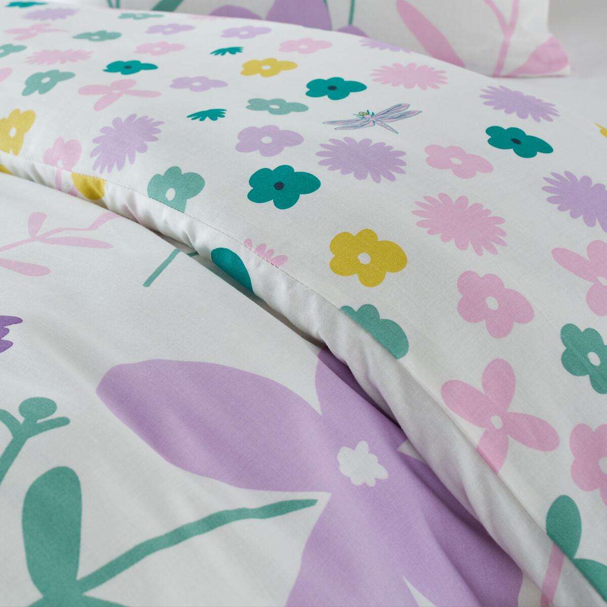 SO'HOME Parure de lit enfant Fleurs avec taie d'oreiller carrée  