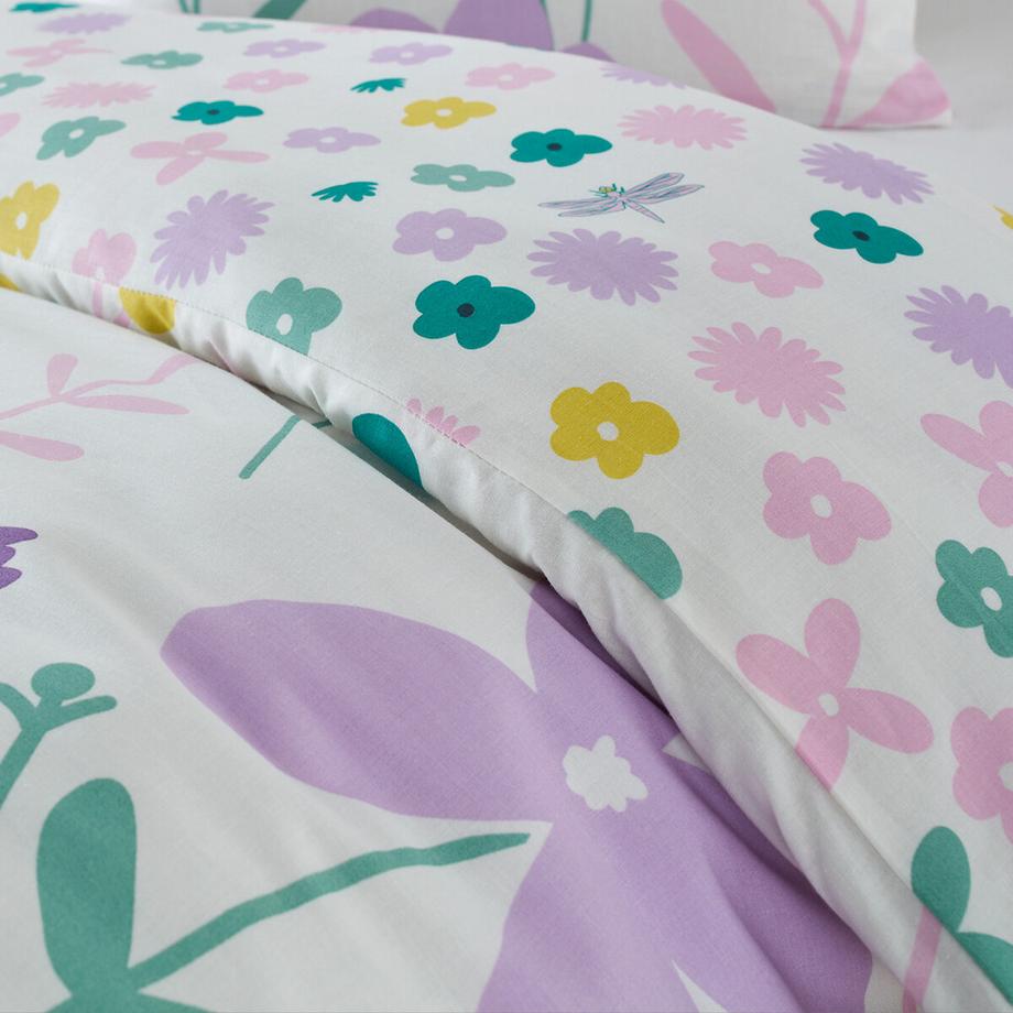 SO'HOME Parure de lit enfant Fleurs avec taie d'oreiller carrée  