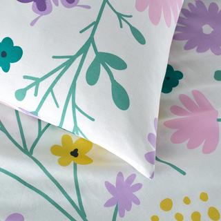 SO'HOME Parure de lit enfant Fleurs avec taie d'oreiller carrée  