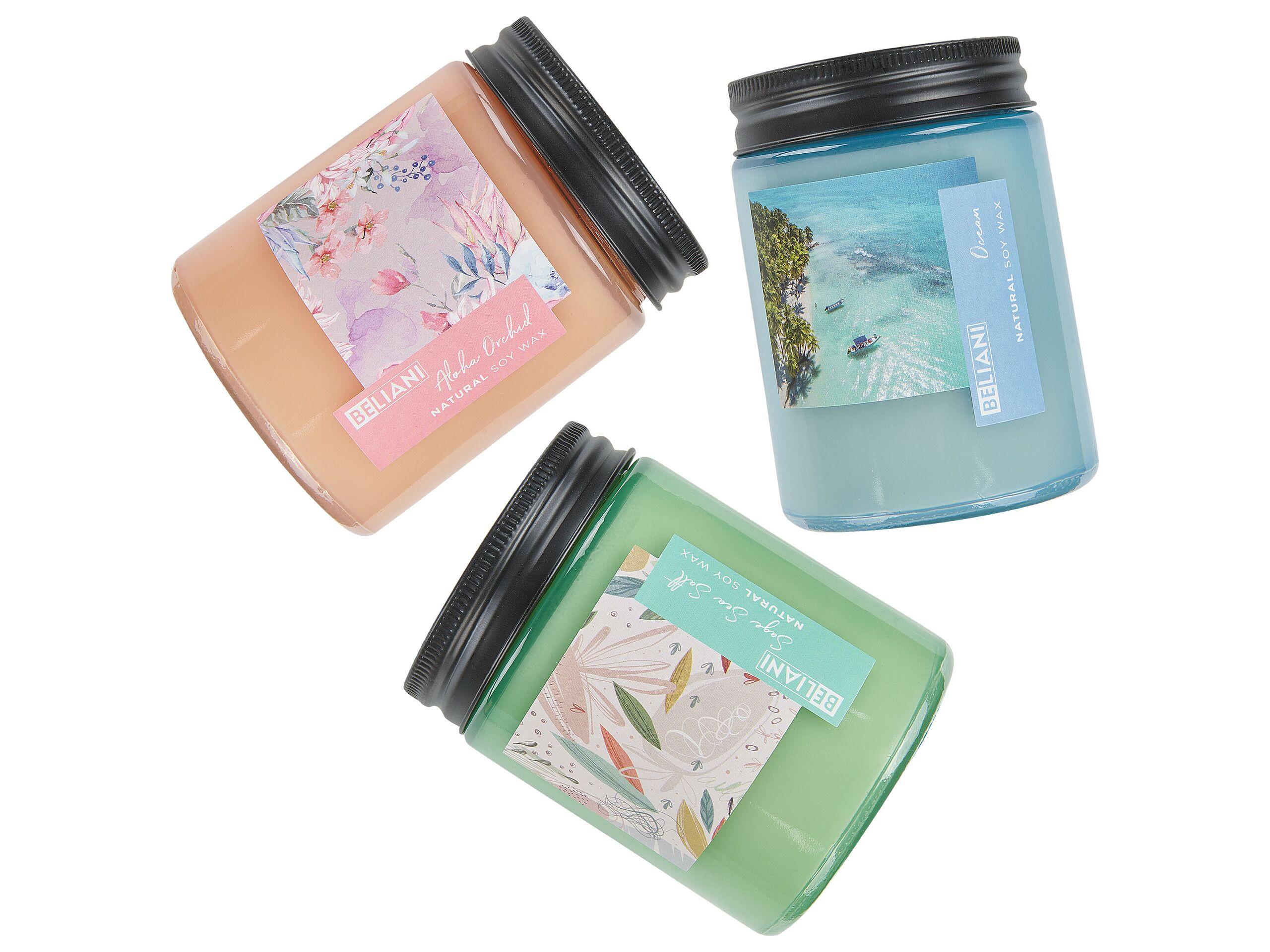 Beliani Set di 3 Candele Profumate en Cera di Soia FRUITY BLOOM  