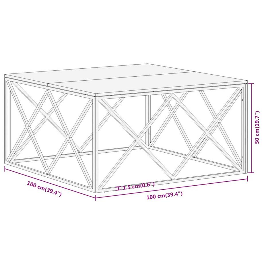 VidaXL Table basse acier inoxydable  