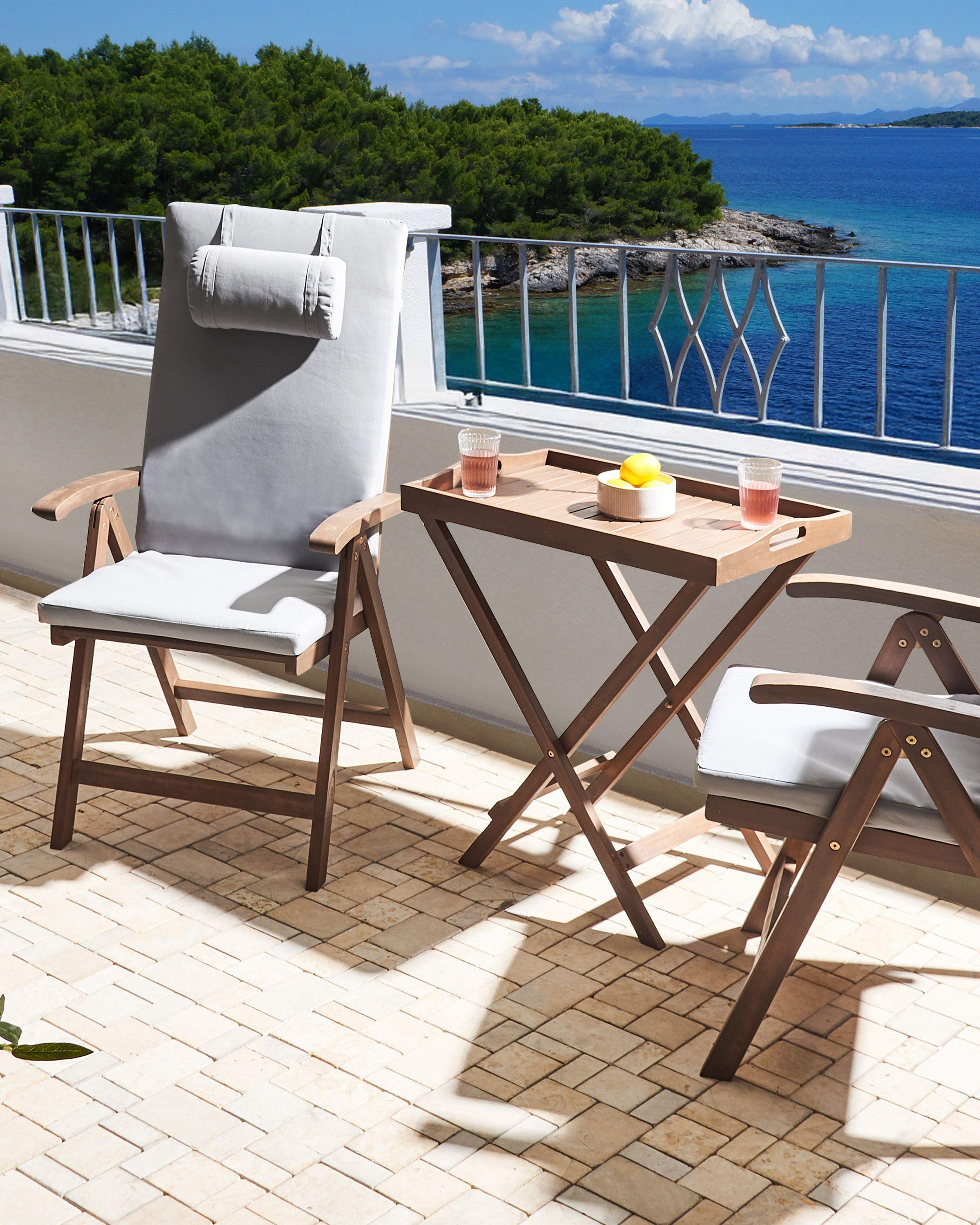 Beliani Set di 2 sedie da giardino con cuscini en Legno d'acacia Classico AMANTEA PREMIUM  