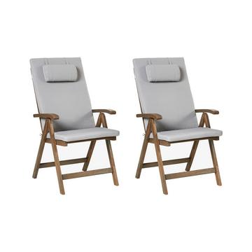 Set di 2 sedie da giardino con cuscini en Legno d'acacia Classico AMANTEA PREMIUM