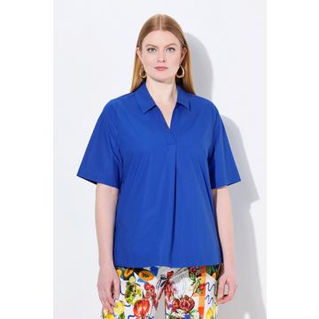 Blusa dal taglio svasato con piega, collo polo e mezze maniche