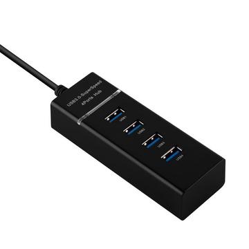 4-Port USB 3.0 Multischnittstelle Plug & Play mit USB 3.0 Anschluss, 4 USB 3.0 Buchsen und USB-C Ladeanschluss für Laptops in SCHWARZ