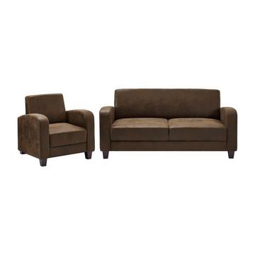 Couchgarnitur Club 3+1 - Mikrofaser - Braun - Vintage-Leder-Optik - MADIE II