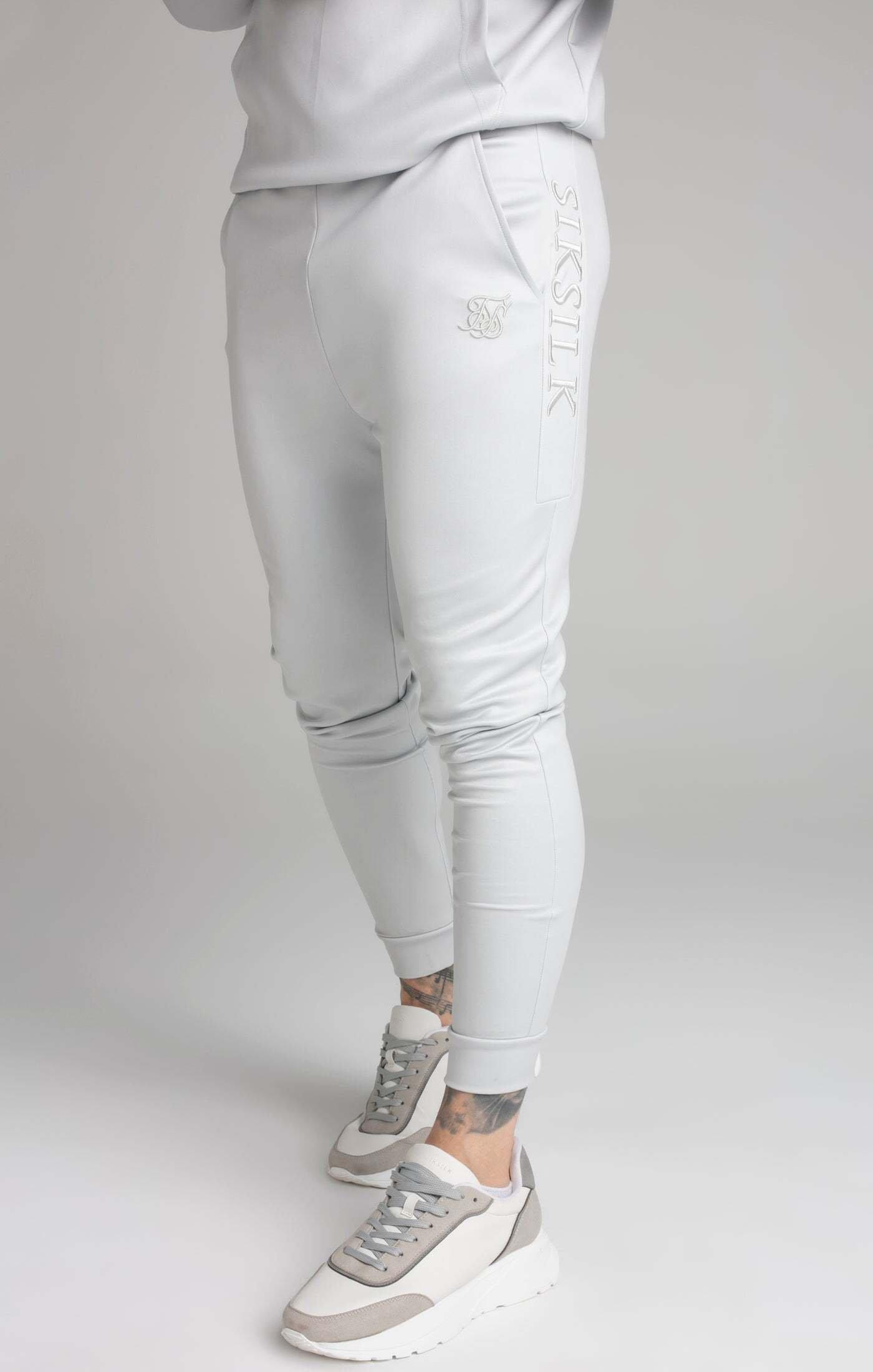 Sik Silk  Pantalon de survêtement Grey Embroidered Panel Cuffed Pant 