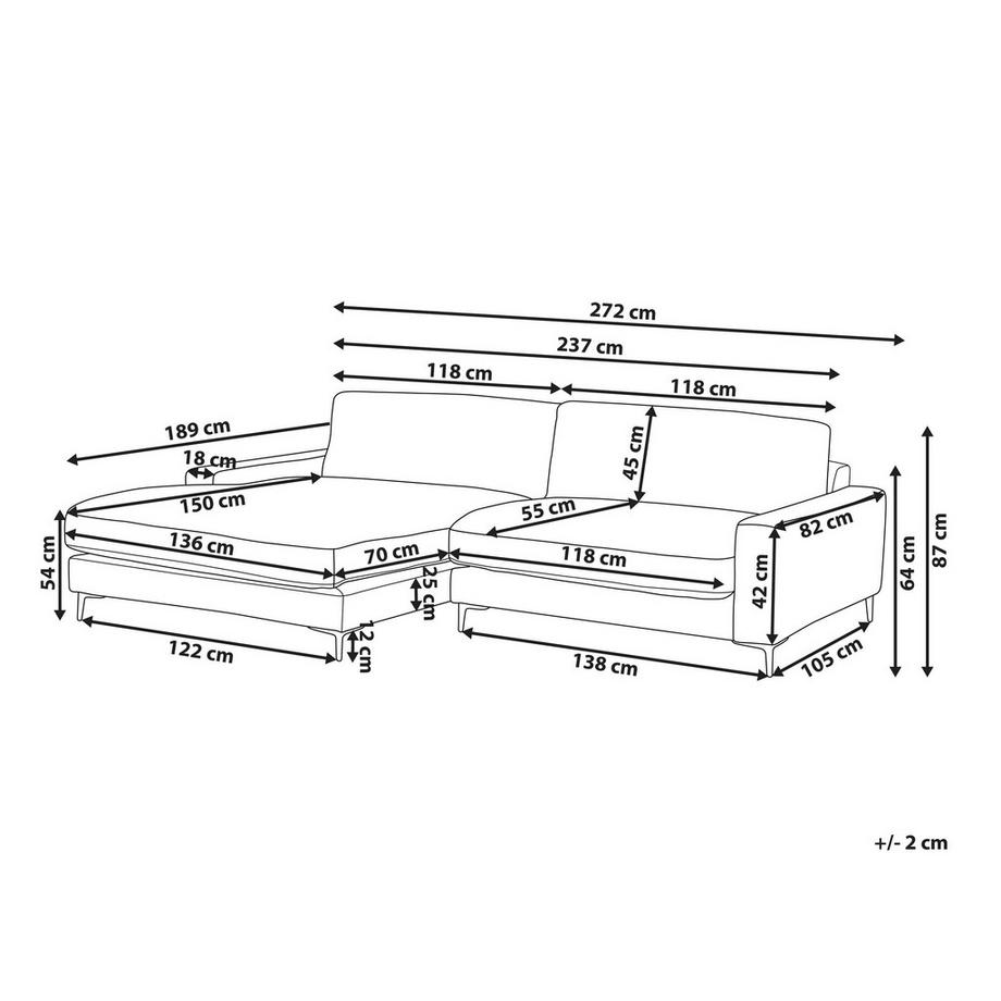Beliani Canapé d'angle gauche en Tissu Moderne MALOY  