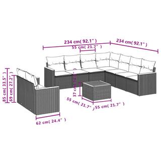 VidaXL Ensemble de canapés de jardin rotin synthétique  