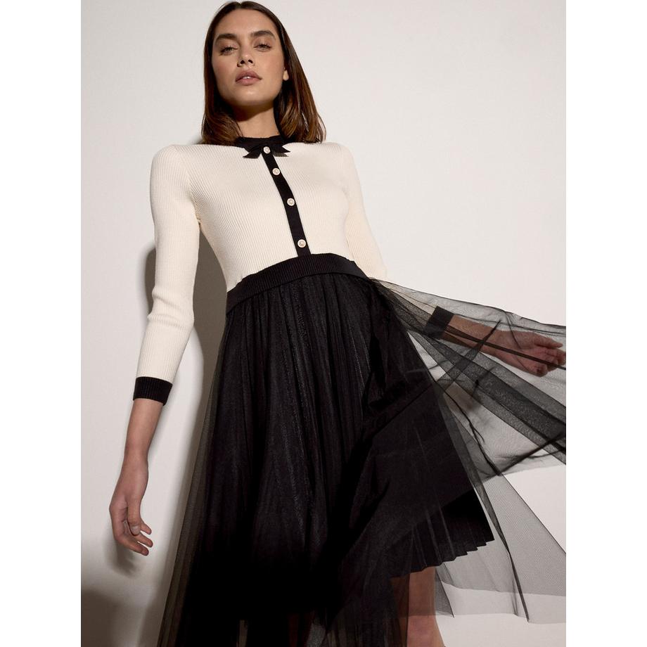 Mini-robe en maille à jupe en tulle