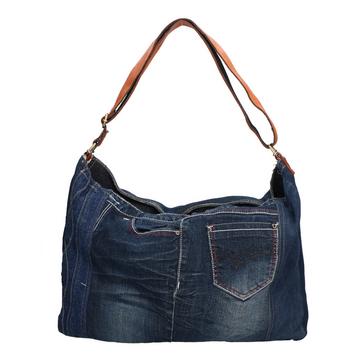 Shultertasche Women's genuine leather +canvas shoulder bag. Product entirely built with recovery and/or recycled materials.