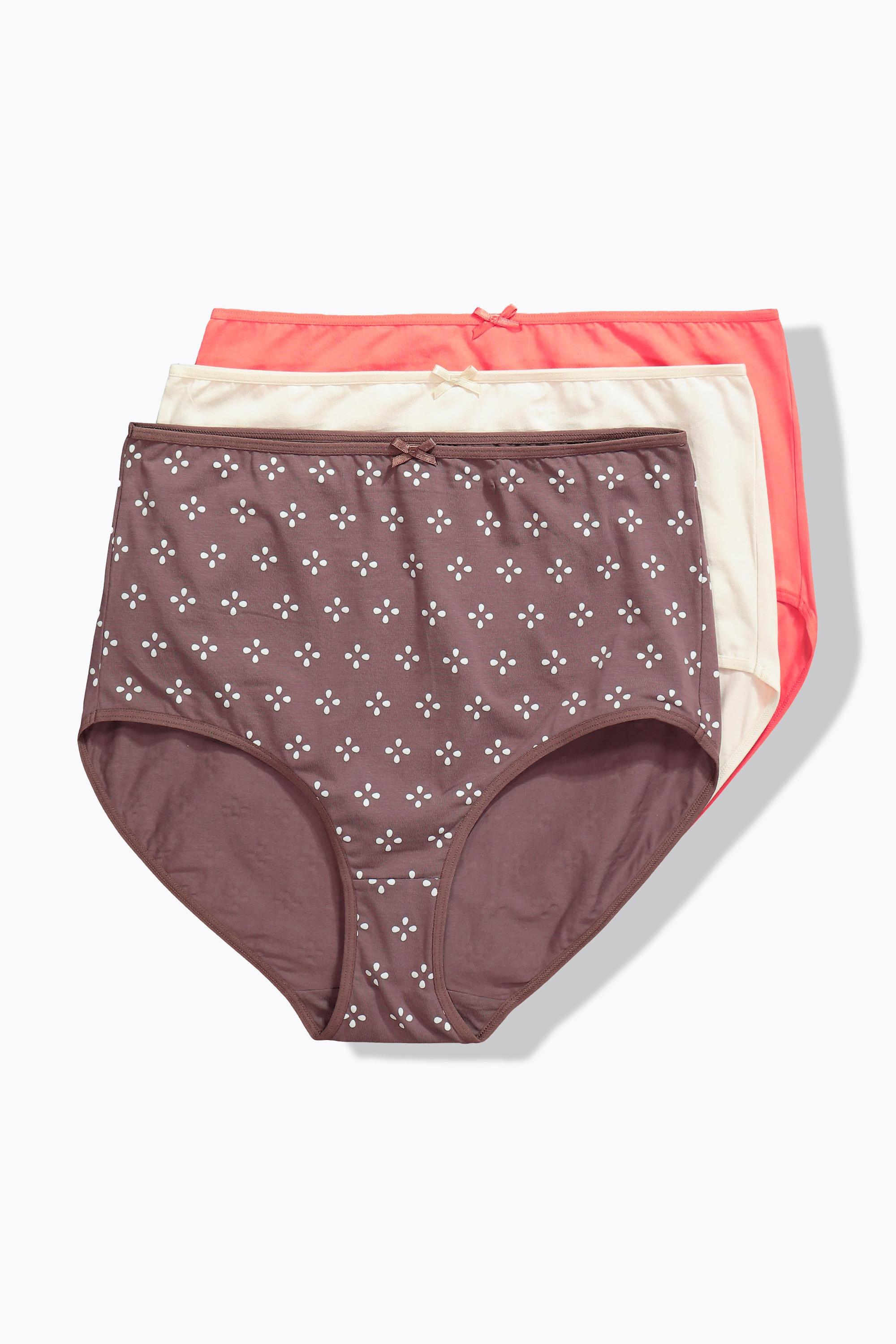 Ulla Popken Maxi Slip 3 Pezzi Fantasia Tinta Unita  