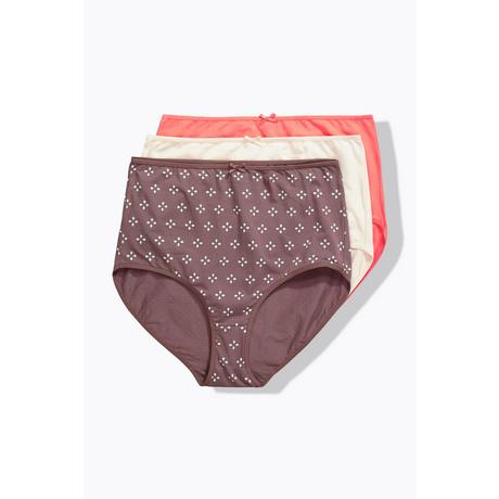 Ulla Popken Maxi Slip 3 Pezzi Fantasia Tinta Unita  