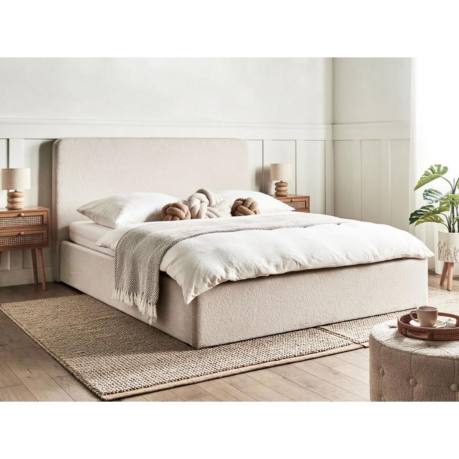 Beliani Lit ottoman en Bouclé  BRENON  