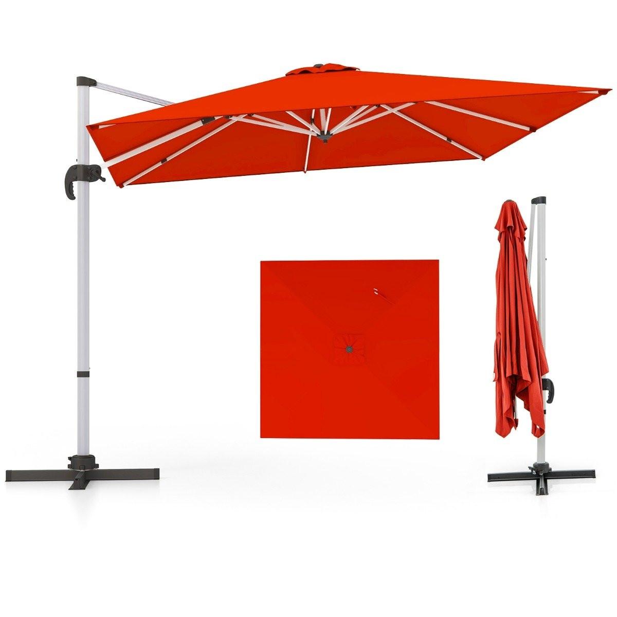 Northix Parasol avec base en croix et rotation 360° pour jardin et piscine 300 x 300 x 261 cm Bordeaux  